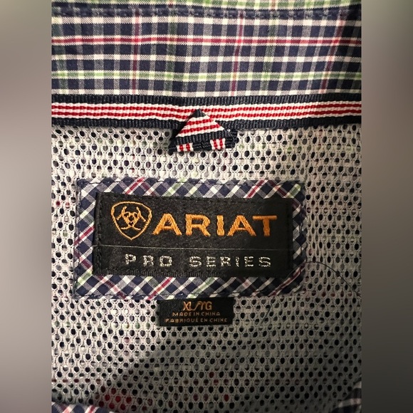 Ariat Pro Series Shirt Size XL Button Down Mens Western Wear Rodeo Blue Plaid - Picture 4 of 8